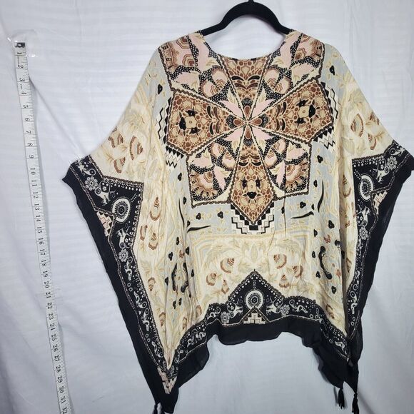 Vince Camuto Tasseled Casual Kimono Beach Swim Cover Up Women One Sz Boho Print - Picture 9 of 11
